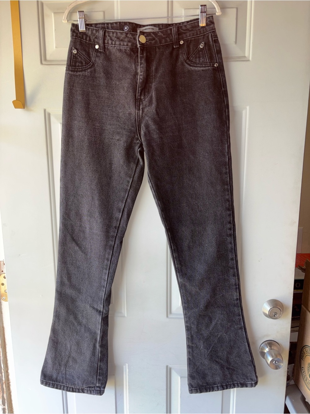 Maniere De Voir black bootcut triangle pocket jeans size 6